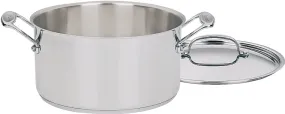 Cuisinart 744-24 Stock Pot with Lid, 6 qt Capacity, Aluminum/Stainless Steel, Polished Mirror :EA: QUANTITY: 1