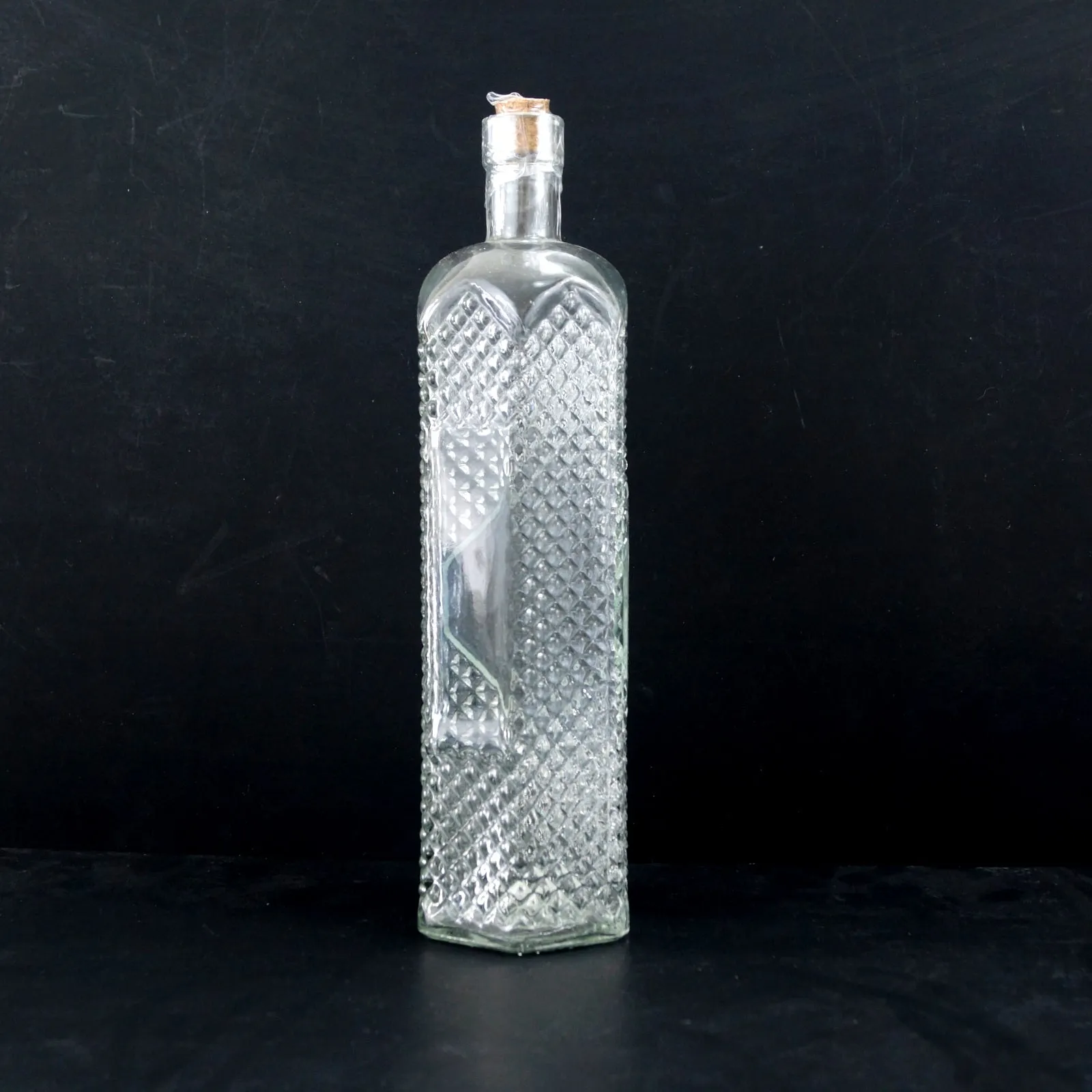 Decorative Clear Glass "Decanter Style" Bottle with Cork, 12" tall