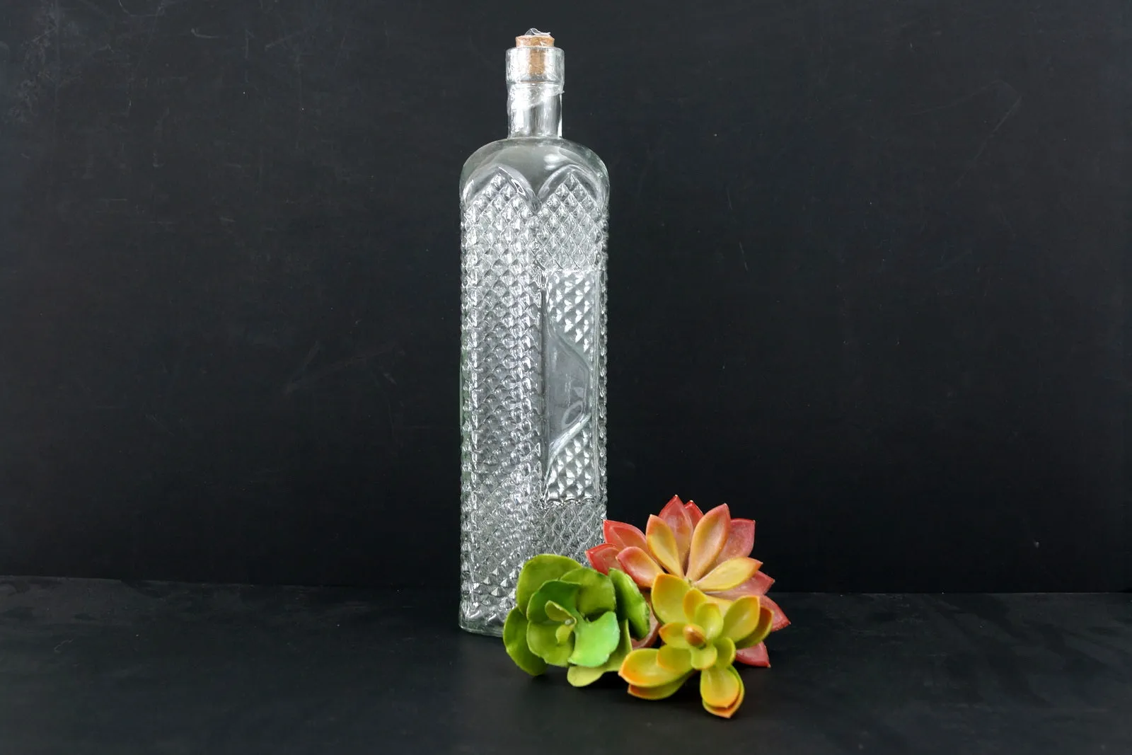 Decorative Clear Glass "Decanter Style" Bottle with Cork, 12" tall