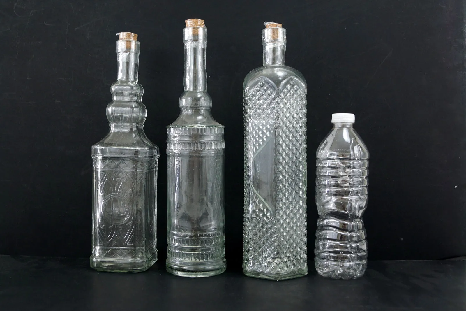 Decorative Clear Glass "Decanter Style" Bottle with Cork, 12" tall