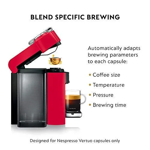 DeLonghi America, Inc ENV135R Nespresso Vertuo Evoluo Coffee and Espresso Machine, Red