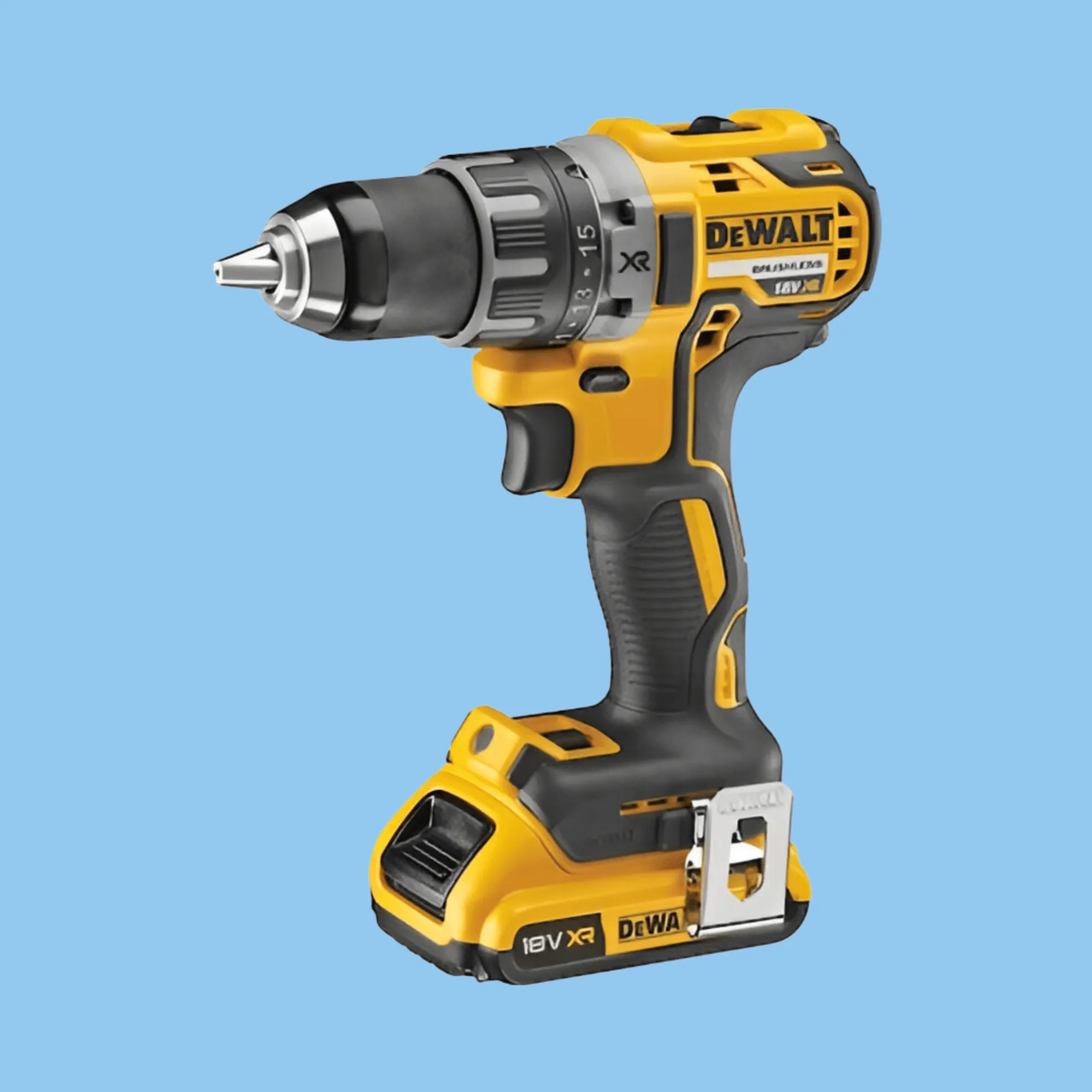 DeWalt 18V Brushless Compact Drill Driver, 2 x 2.0Ah batteries, charger and kit box