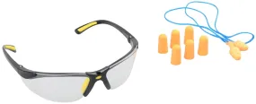 Diamondback 541839 Ear Plugs and Safety Glasses Combo, Unisex, 3.5 x 1.6 in Lens, PC Lens, Half Frame, Black :EA: QUANTITY: 10