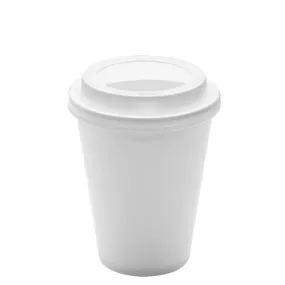 Disposable Paper Coffee Cups with Lids - 12 oz White with White Sipper Dome Lids (90mm)