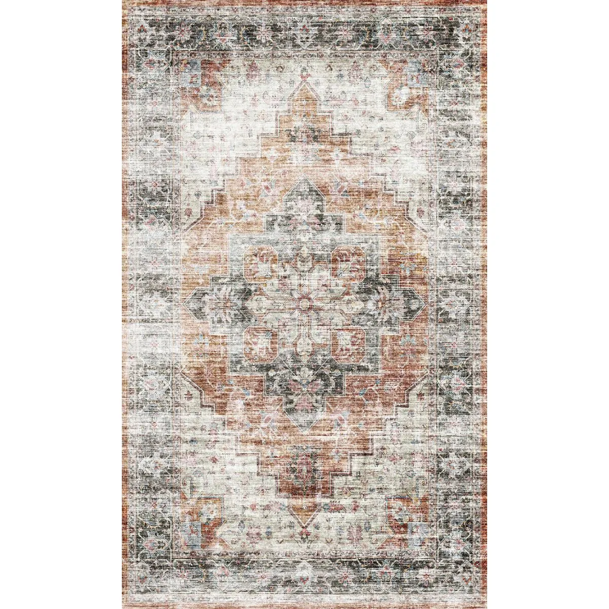 Echo Burnt Orange Black Pink Rug