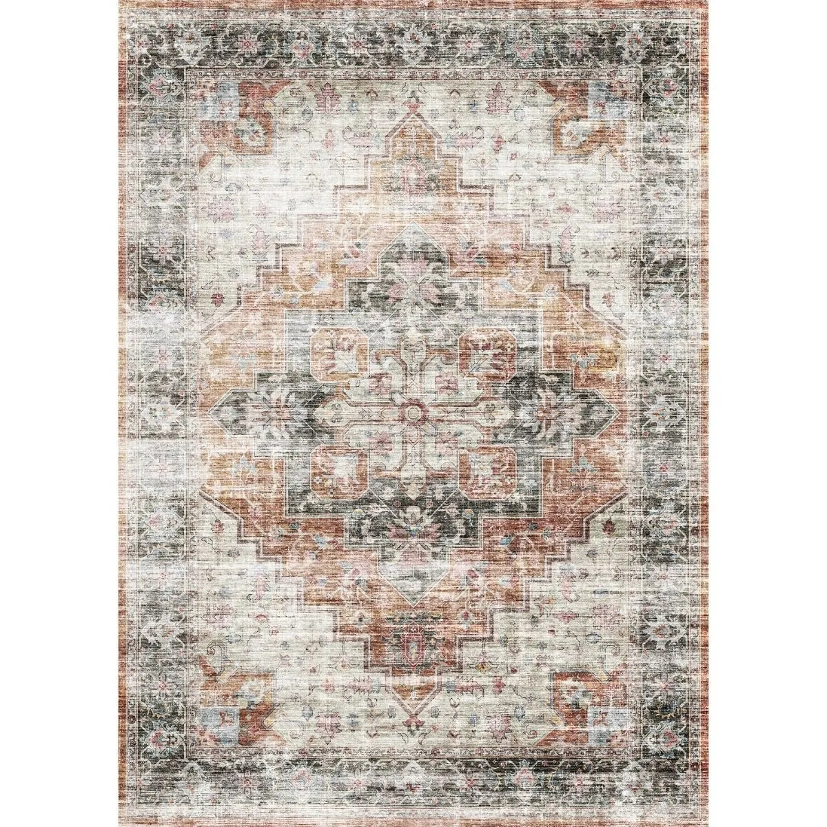 Echo Burnt Orange Black Pink Rug