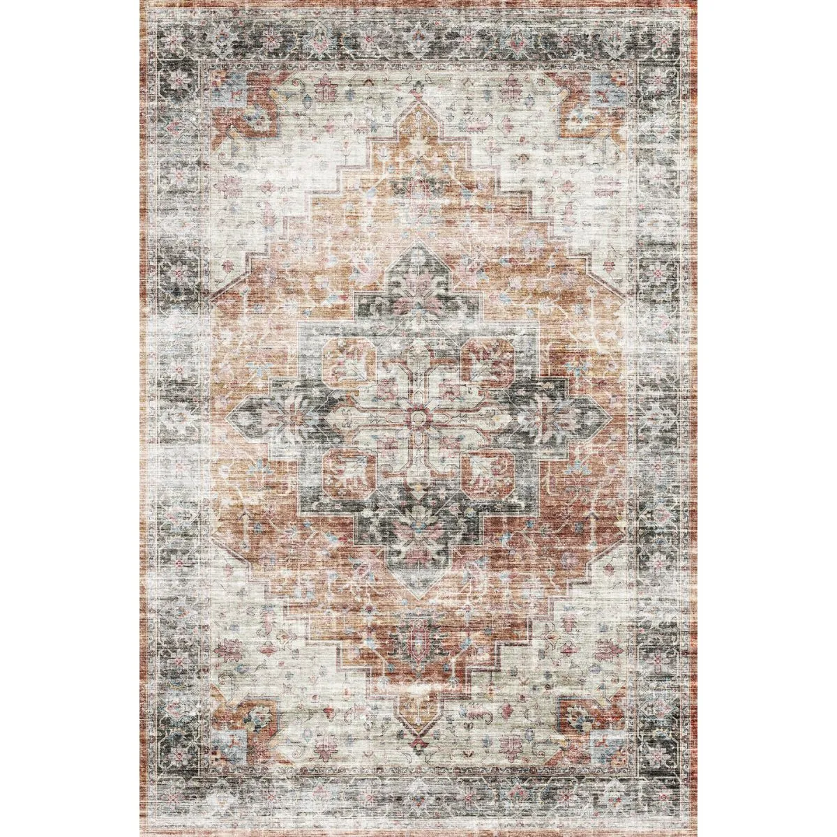 Echo Burnt Orange Black Pink Rug