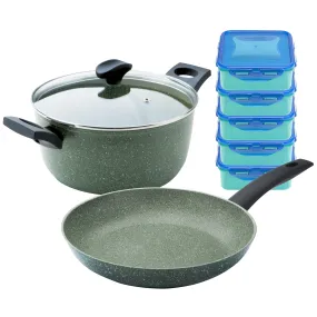 Eco Batch Cooking 7 Piece Set: Frying Pan, Stockpot & Meal Prep Container