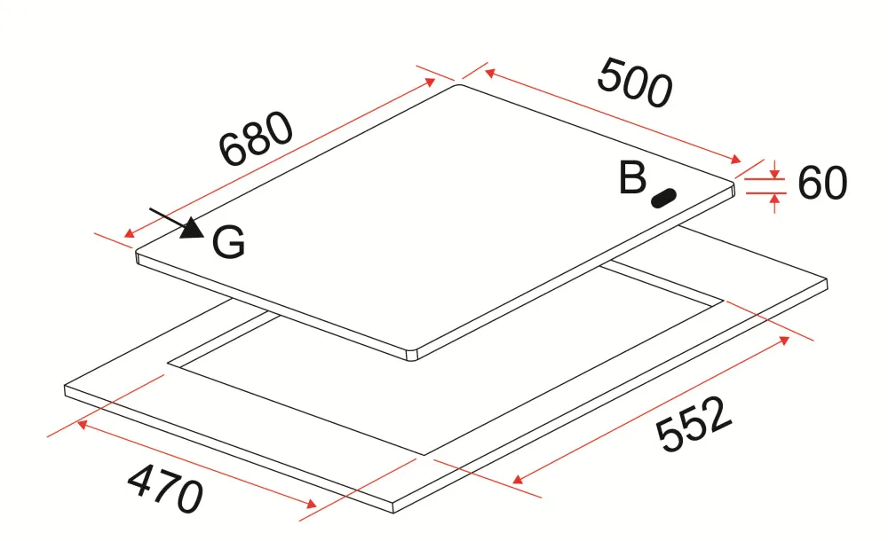 EFH3760TNVSB 68CM 3-BURNER GAS HOB