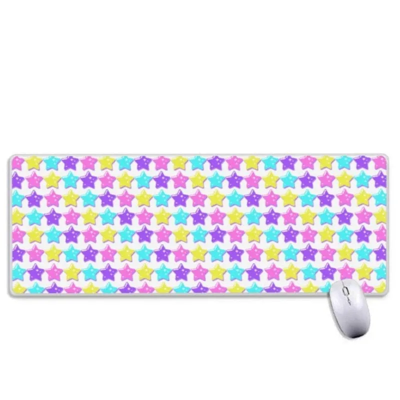 Electric Star Wave White Desk Mat