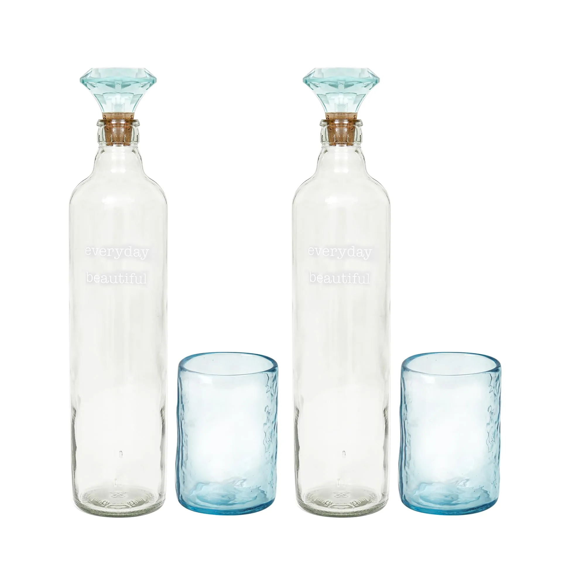 Ellementry crown glass bottle with tumbler| 750 ml | Clear | Water Bottle | Milk Bottle | Juice Bottle | Cocktail Bottle | Handcrafted | Sustainable | Food Safe | Form & Function | Set of 2