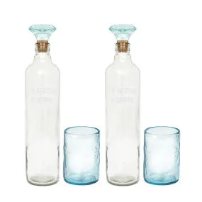 Ellementry crown glass bottle with tumbler| 750 ml | Clear | Water Bottle | Milk Bottle | Juice Bottle | Cocktail Bottle | Handcrafted | Sustainable | Food Safe | Form & Function | Set of 2