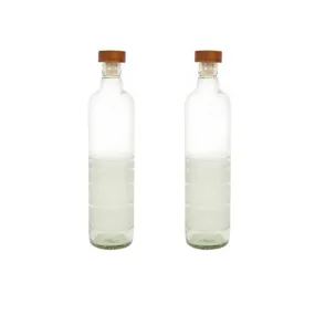 Ellementry Rio Glass Bottle with Cork (750 ML) | Water and Milk Bottle for Fridge | Clear and Transparent Bottles for Home and Office | BPA Free | Stylish and Premium Wine Bottle- Set of 2