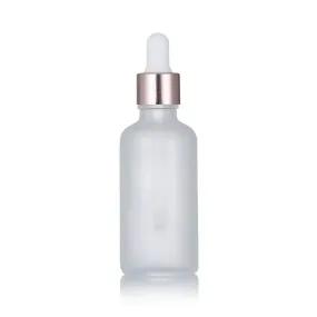 Empty Frosted Glass Dropper Bottle with Rose Gold Lid 100mL