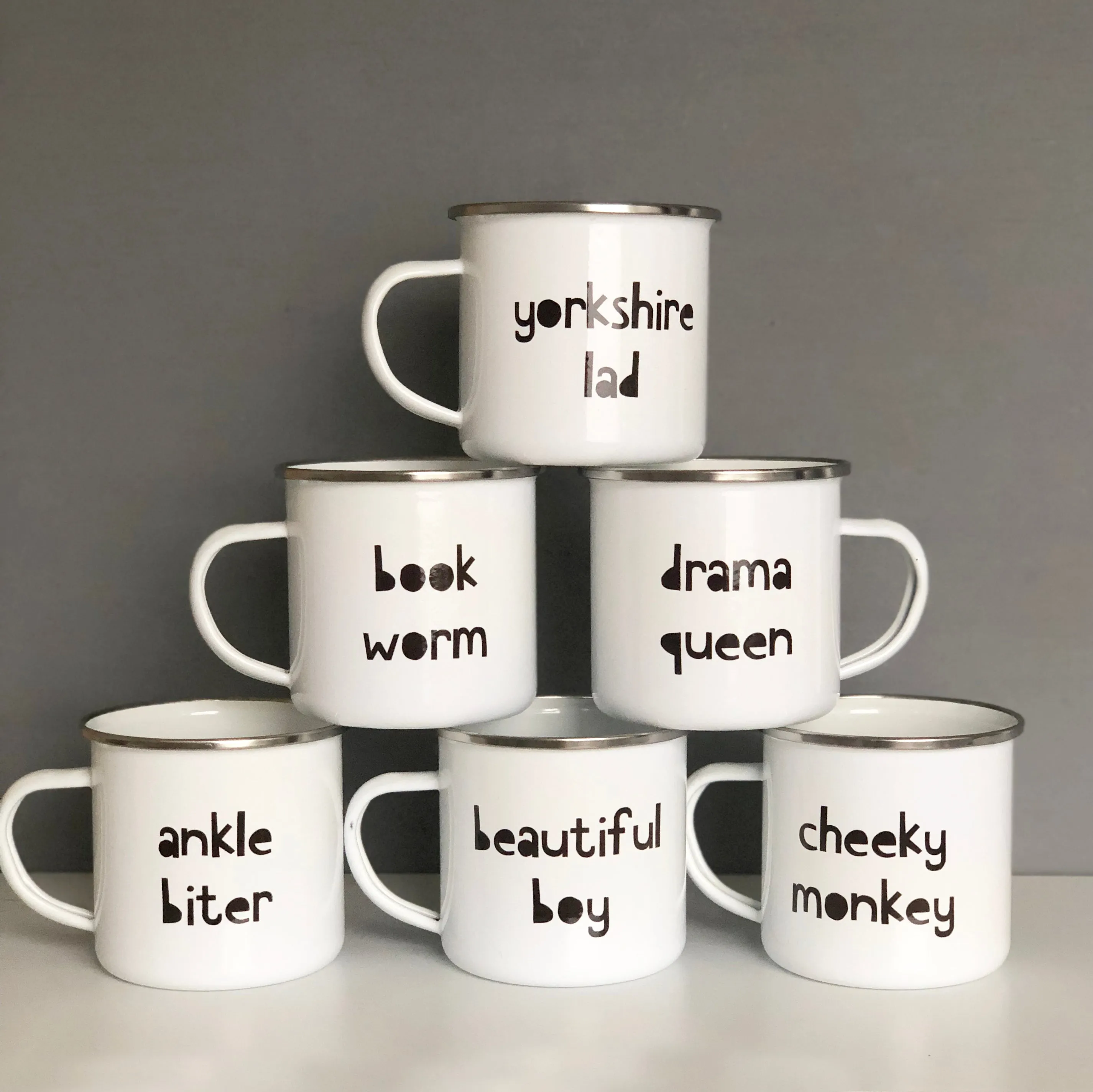 Enamel Mono Kids Mugs