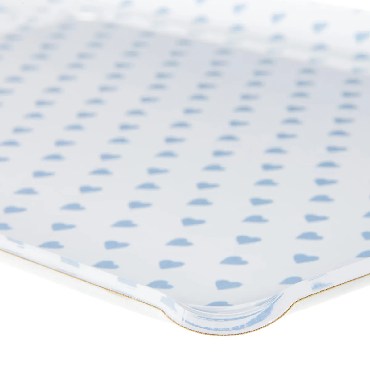 Fabric Tray Medium Heart Blue