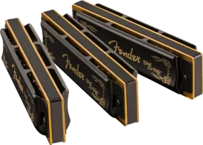 Fender Blues DeVille Harmonica, Pack of 3, with Case