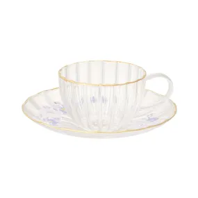 Flower Frill Glass Cup & Saucer Purple