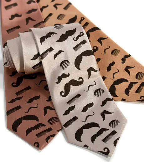 Flying Mustaches Silk Necktie