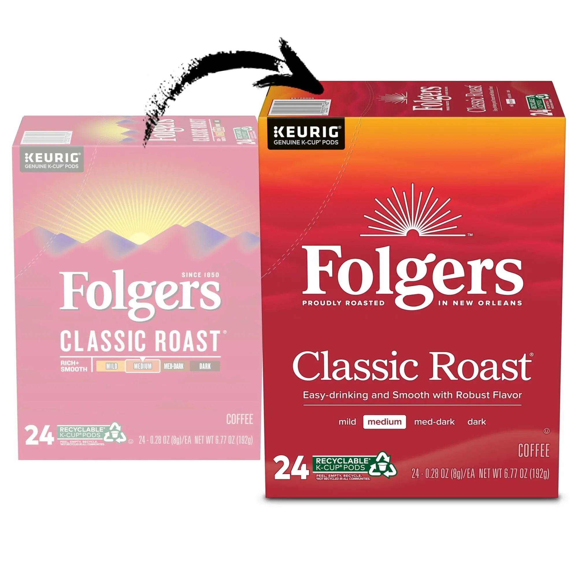 Folgers Classic Roast K-Cup Pods, Medium Roast Coffee, 24 Count