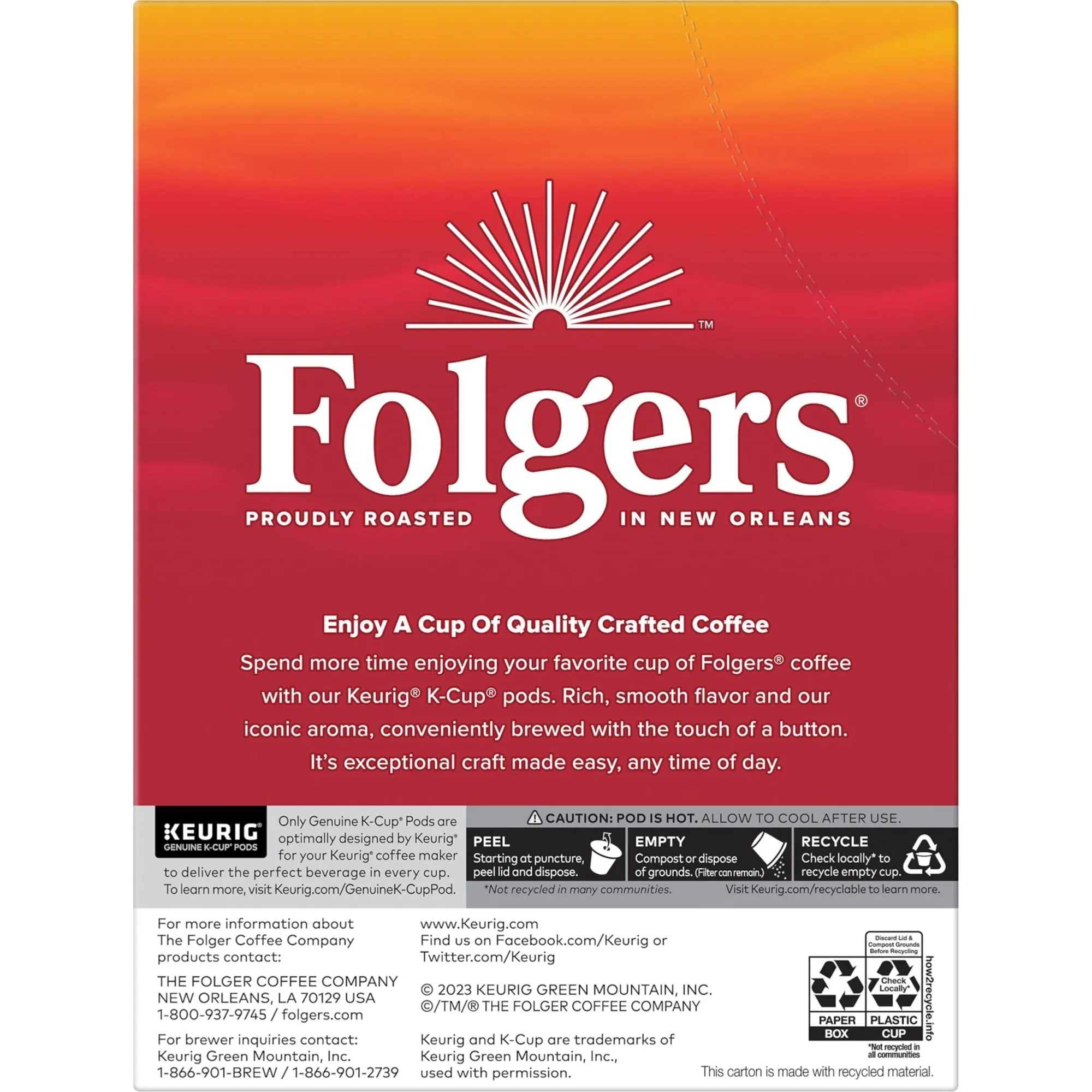 Folgers Classic Roast K-Cup Pods, Medium Roast Coffee, 24 Count