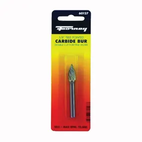 Forney 60127 Burr, 3/8 in Dia Cutting, 1/4 in Shank, Tree Pointed Shank, Tungsten Carbide Cutting Edge