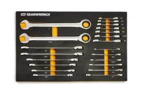 GEARWRENCH 21 Piece 72T SAE Standard & Stubby Ratcheting Wrench Set with EVA Foam Tray - 86526