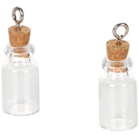 Glass Bottle Charm with Cork Stopper 22mm 2 pieces