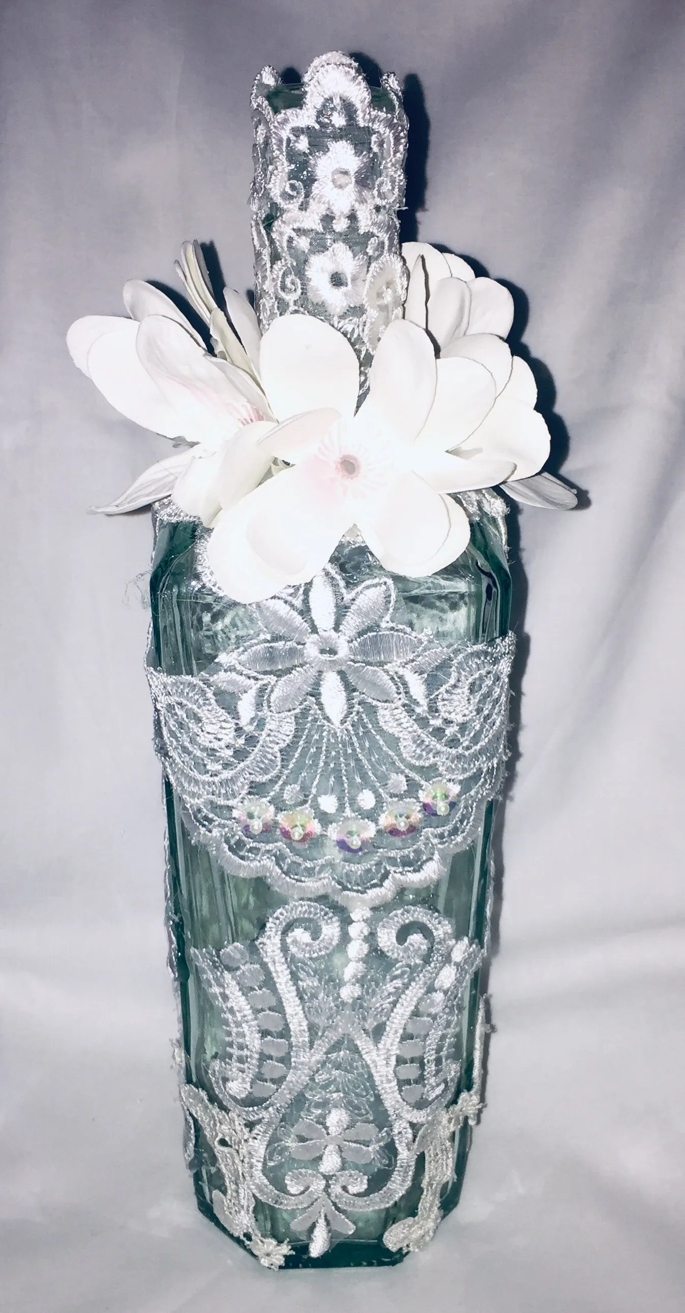 Glass Bottle Embellished Handcrafted