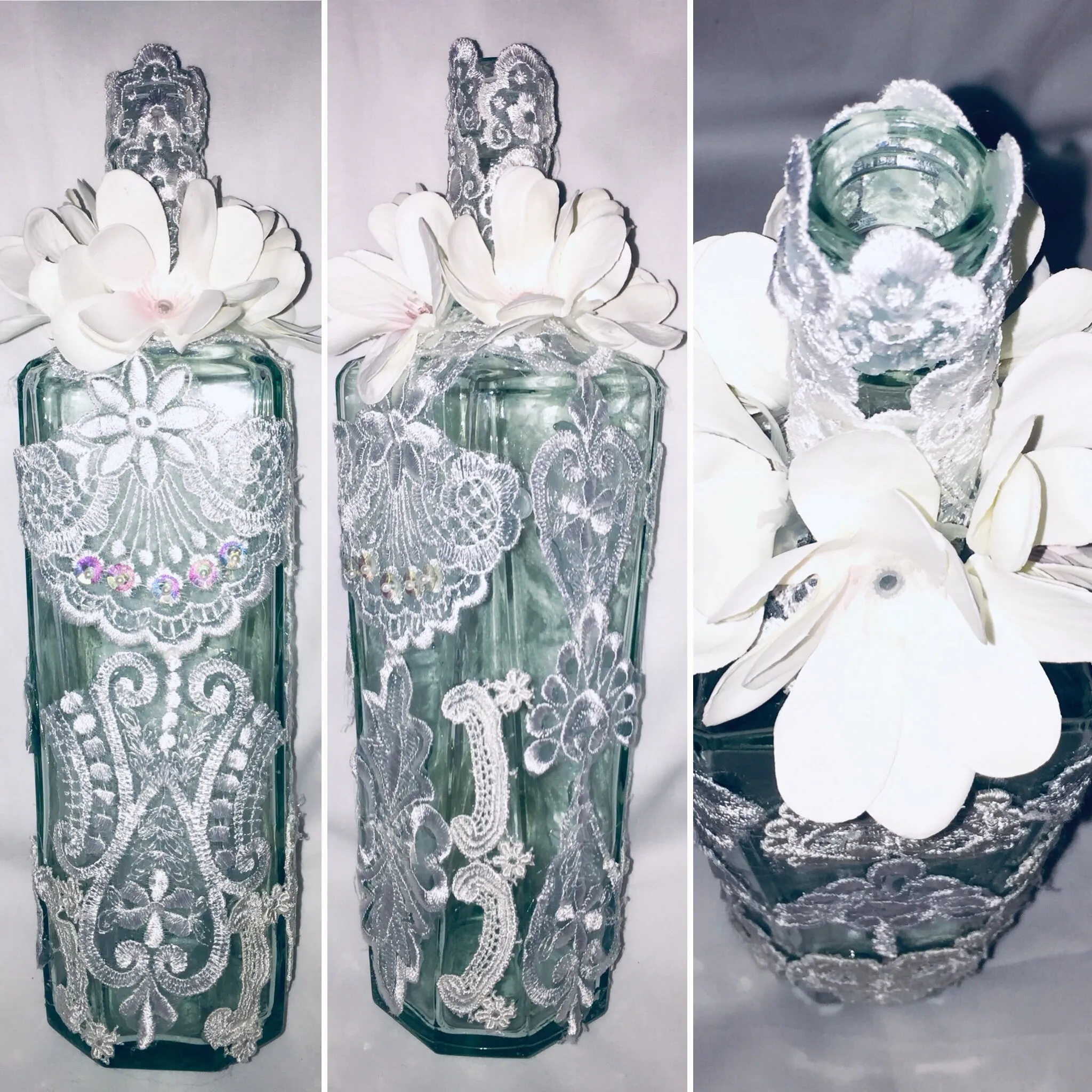 Glass Bottle Embellished Handcrafted