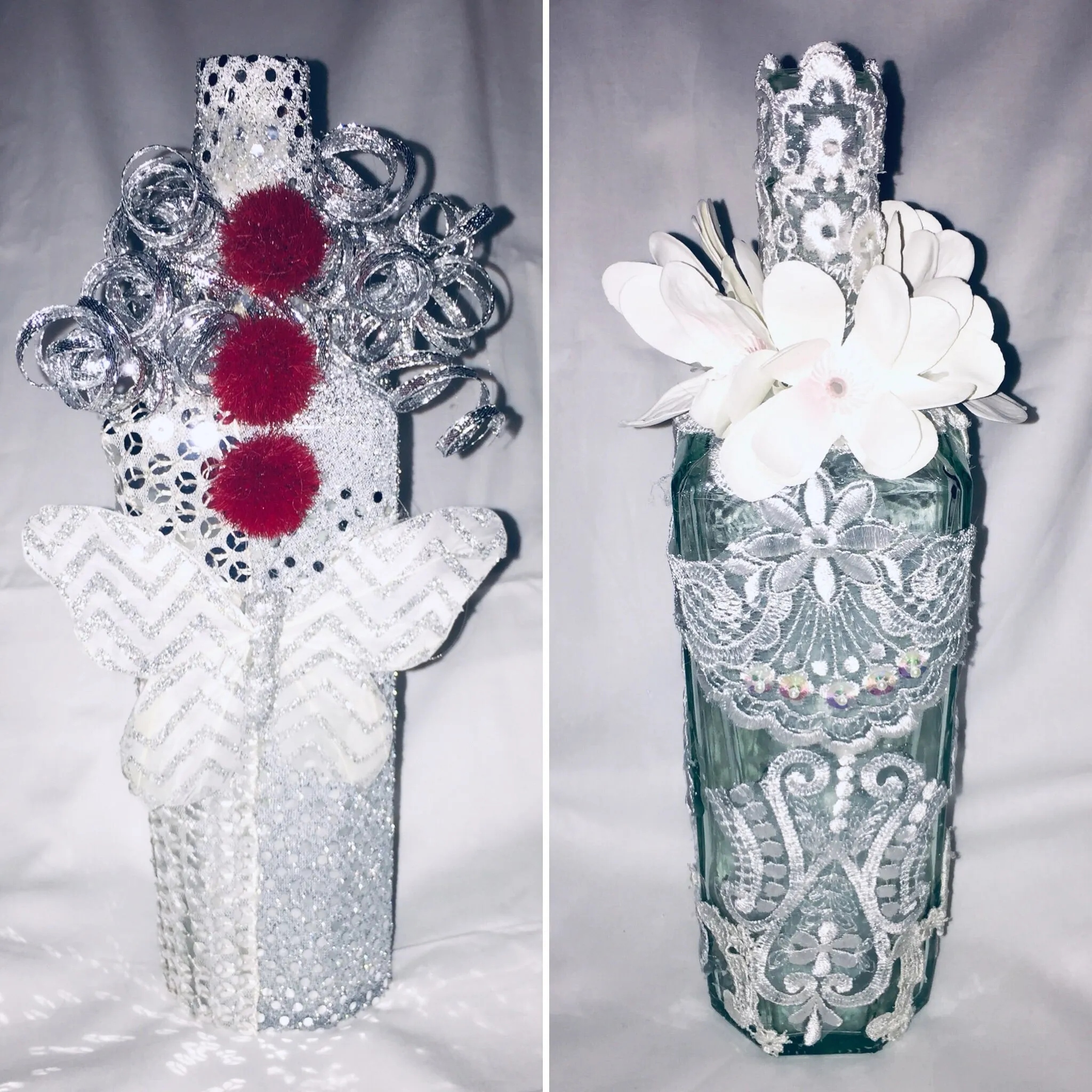 Glass Bottle Embellished Handcrafted