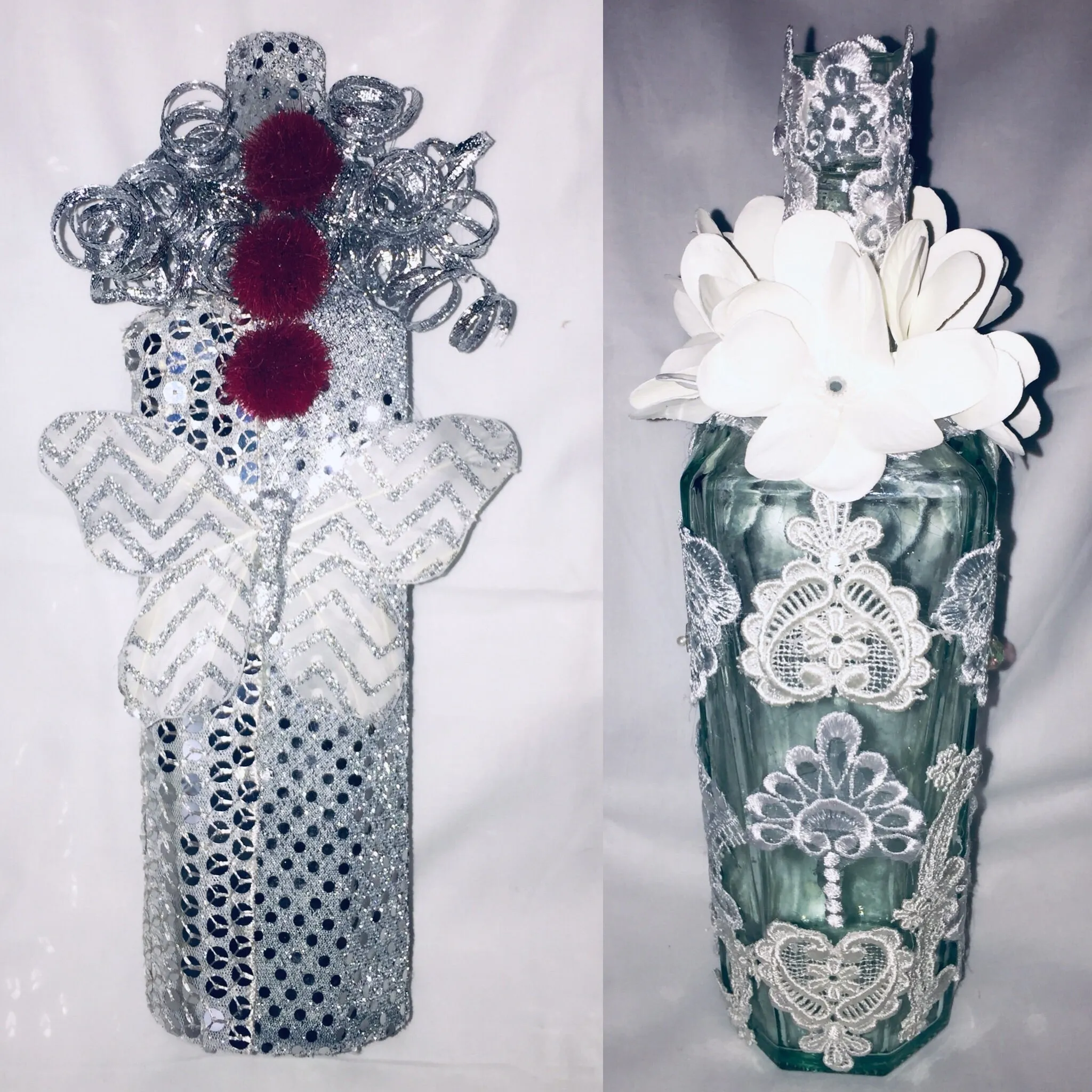 Glass Bottle Embellished Handcrafted