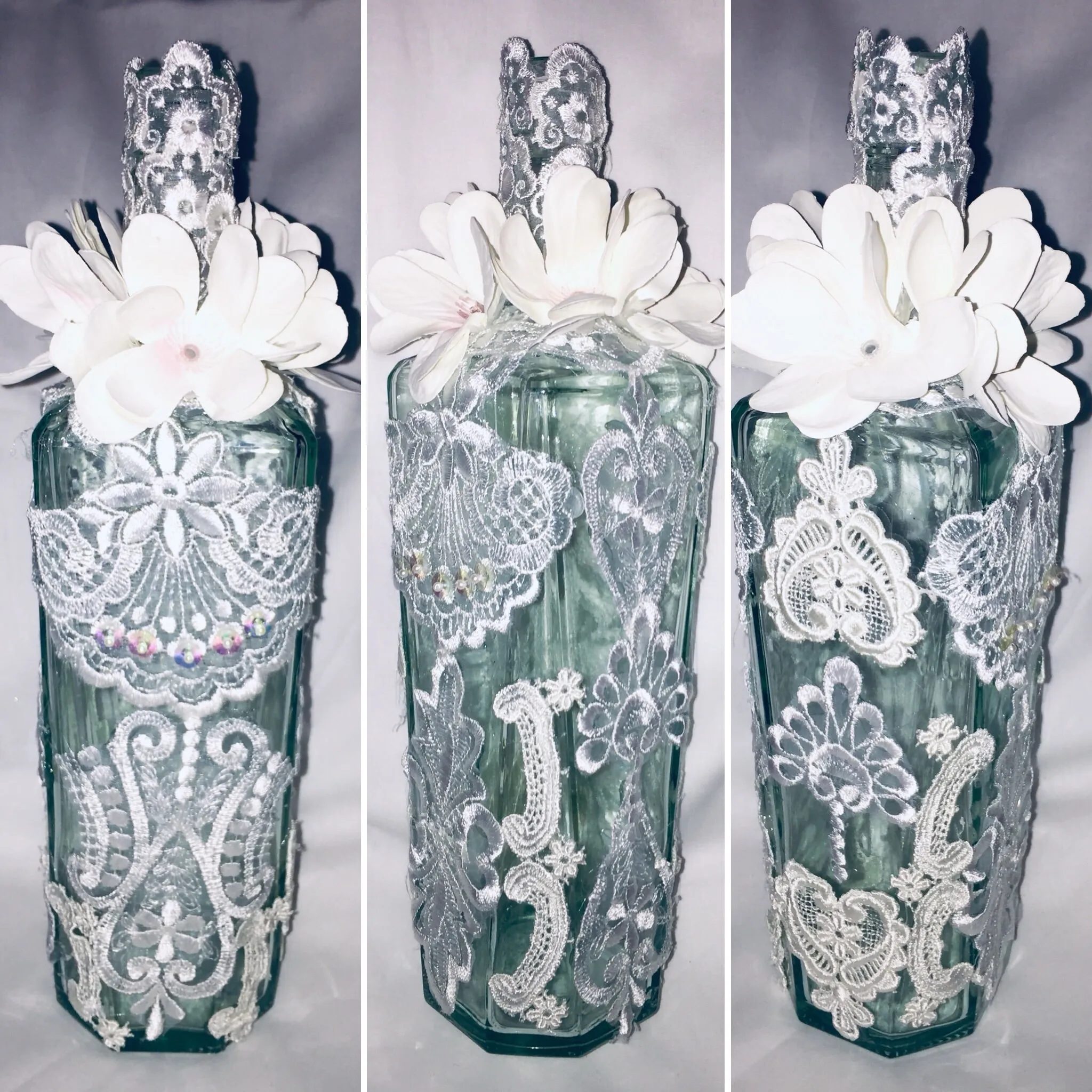 Glass Bottle Embellished Handcrafted