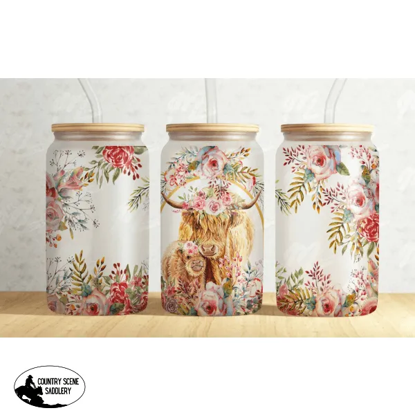 Glass Coffee Cup - Floral Mum & Calf