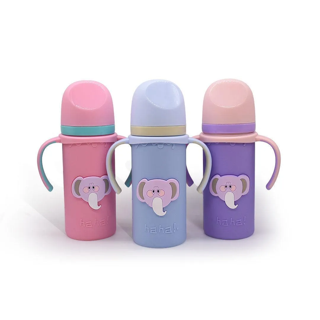 Glass Milk Bottle with Protective Silicone Case for Baby