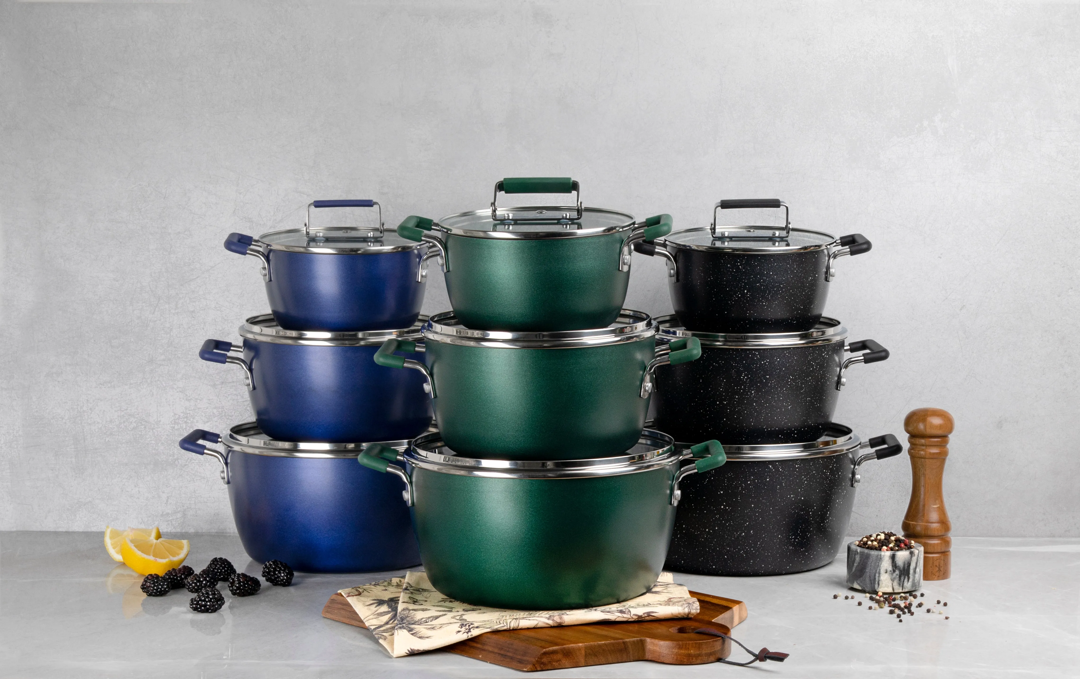 Granitestone Nesting 6 Piece Cooking Pots Set, Kitchen Pots, Non Stick Coating, 5qt 3qt & 1.5qt Pots with Lids, Stay Cool Handles Dishwasher Safe