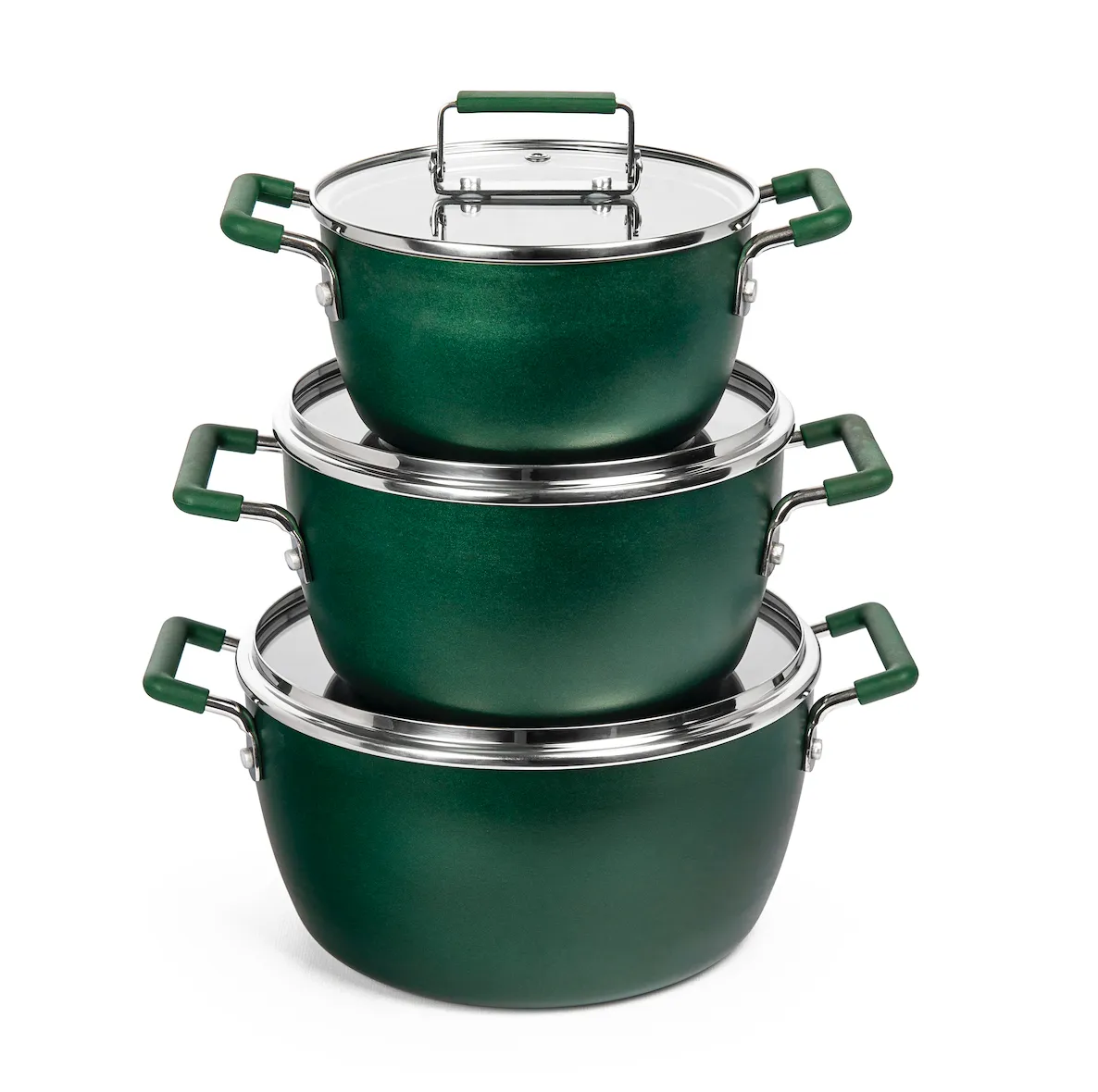 Granitestone Nesting 6 Piece Cooking Pots Set, Kitchen Pots, Non Stick Coating, 5qt 3qt & 1.5qt Pots with Lids, Stay Cool Handles Dishwasher Safe