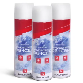 Haltons 3 Pack of De-icer Spray 450ml For Vehicle Windscreens - Quick & Fast Acting Ice & Frost Melting For Windows or Mirrors - Operates at -15°c, Prevents Re-Freezing & Leaves No Damage or Marks