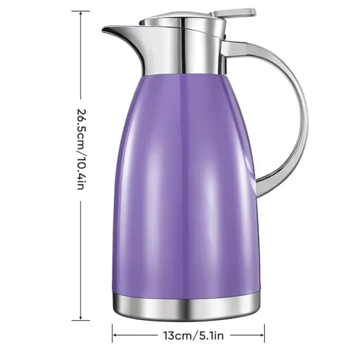 Haosens Thermal Coffee Carafes (64 Oz) 18/8 Stainless Steel - Double Walled Vacuum Flask for Keeping Hot Tea, Water & Coffee