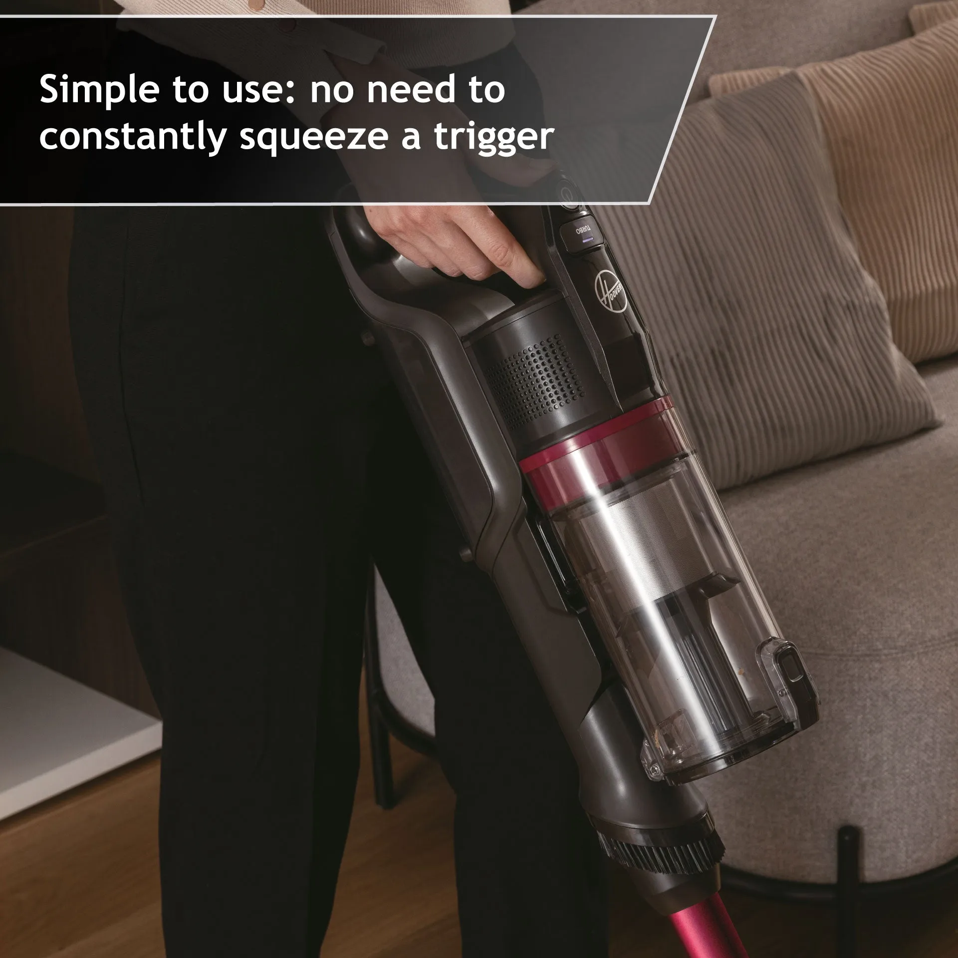 Hoover Cordless Vacuum Cleaner with Anti Hair Wrap, Magenta - HF1 