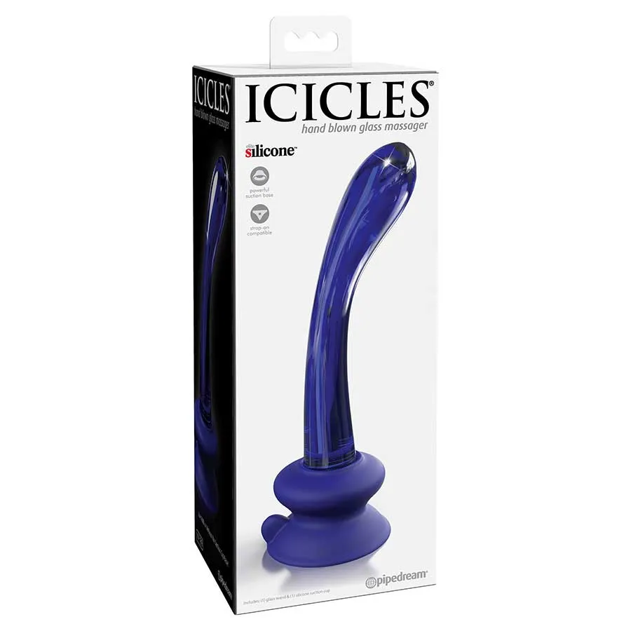 Icicles No. 89 Blue Glass Anal Dildo with Suction Cup by Pipedream Products