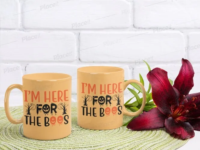 im here for  the boos halloween mug  ,handmade ceramic mug ,halloween coffee mug  - halloween party