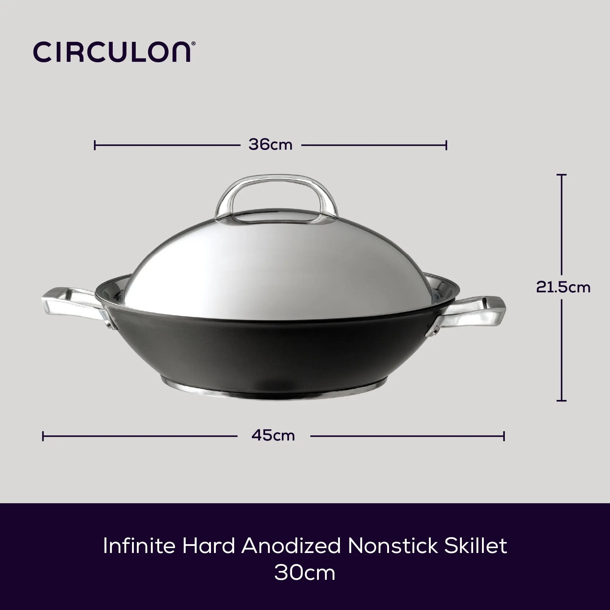 Infinite Non-Stick Wok & Stainless Steel Lid: Family Size - 36cm