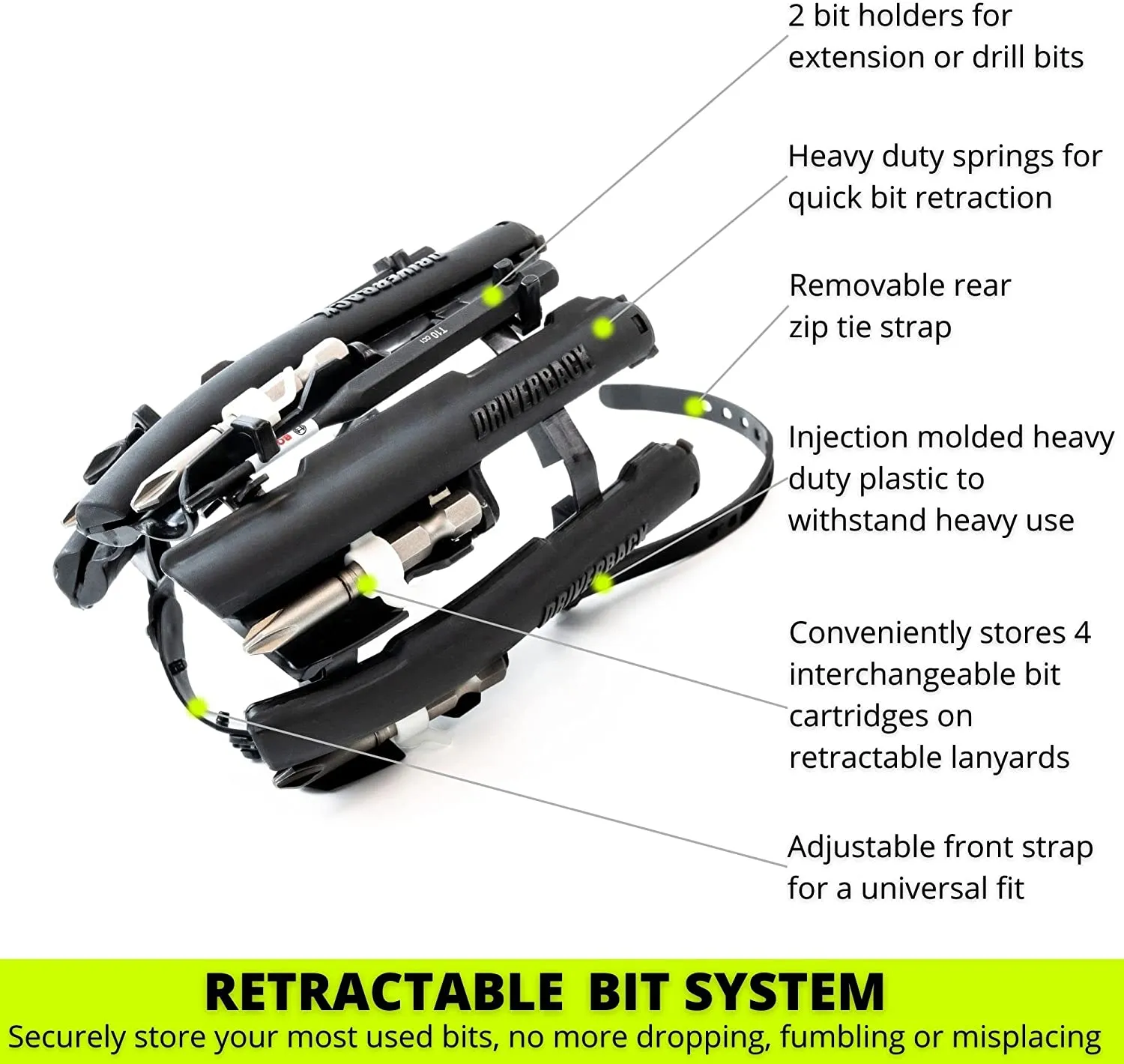 ITEM# 0178   Driverback Bit Holder| New Retractable Magnetic Bit Organizer for Your Impact Driver, Perfect Tool Accessory | Made in USA (Watch Video)