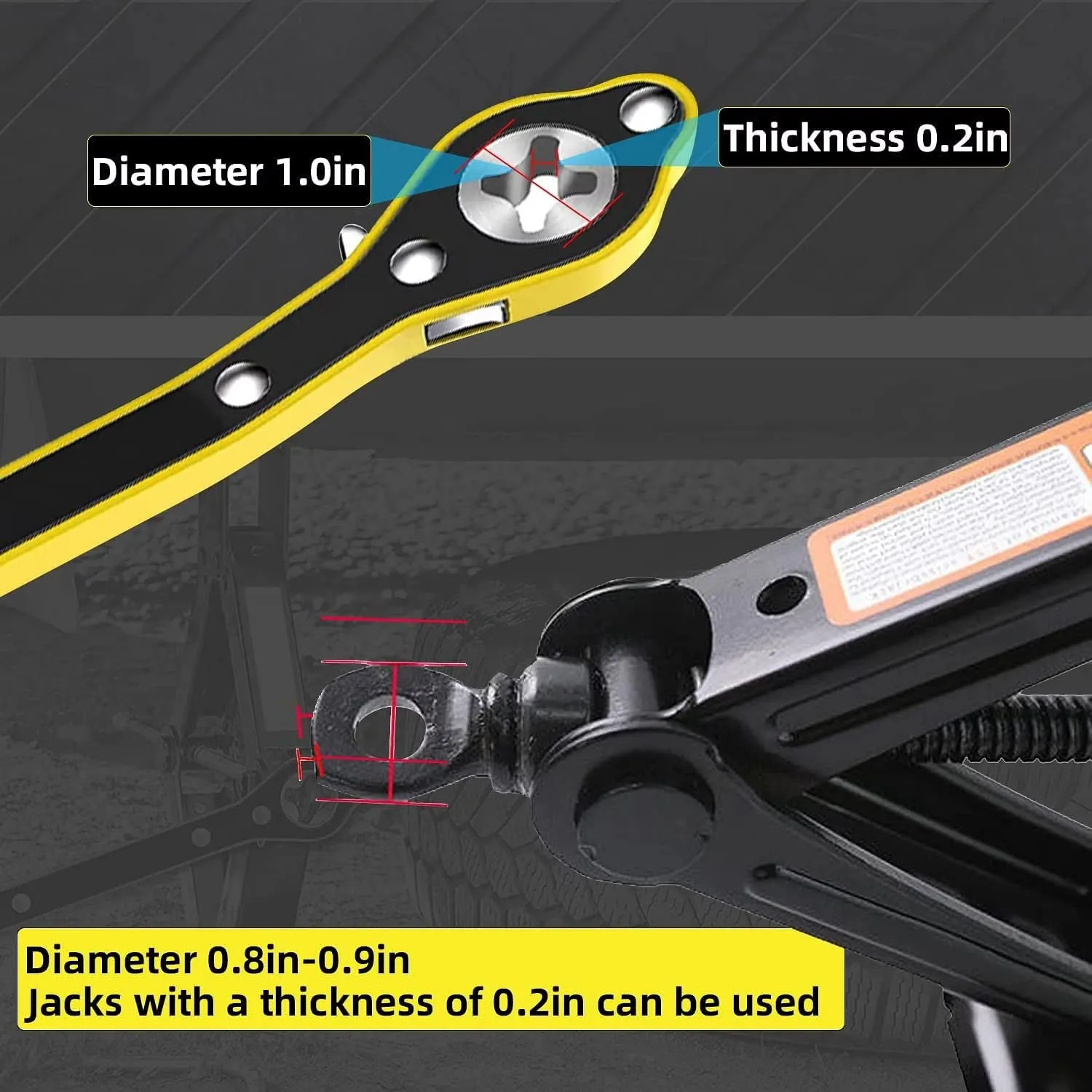 Jack Ratchet Wrench, Garage Tire Wheel Lug Wrench Auto Labor-Saving Jack Ratchet Wrench Car Jack and Lug Wrench Handle Wrench Hand Crank Portable Wrench for Motorcycle, SUV, etc.