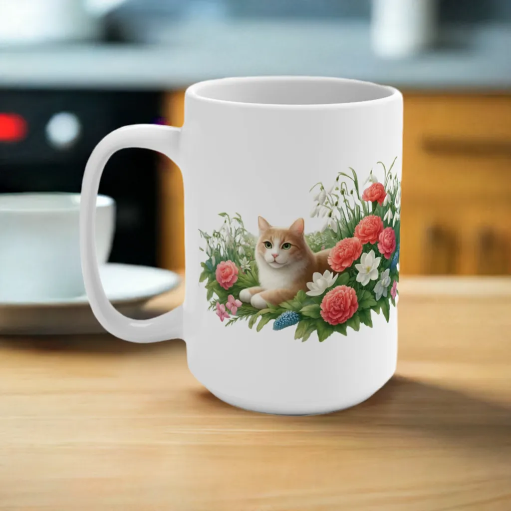 January Birth Flower - Cat Lover - Mug 15oz