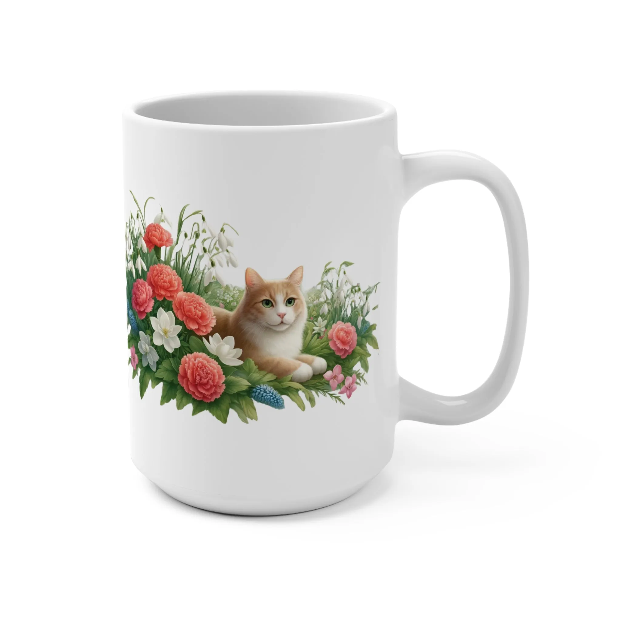 January Birth Flower - Cat Lover - Mug 15oz