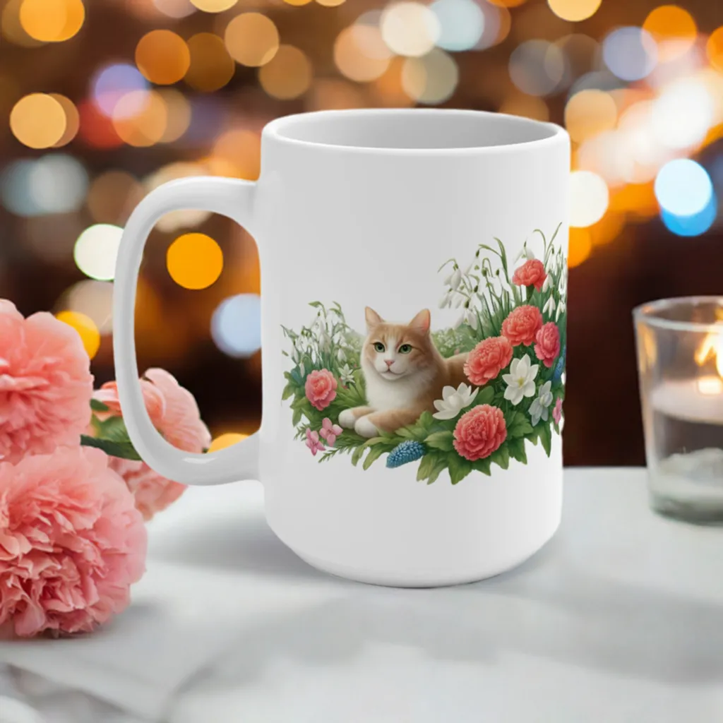 January Birth Flower - Cat Lover - Mug 15oz