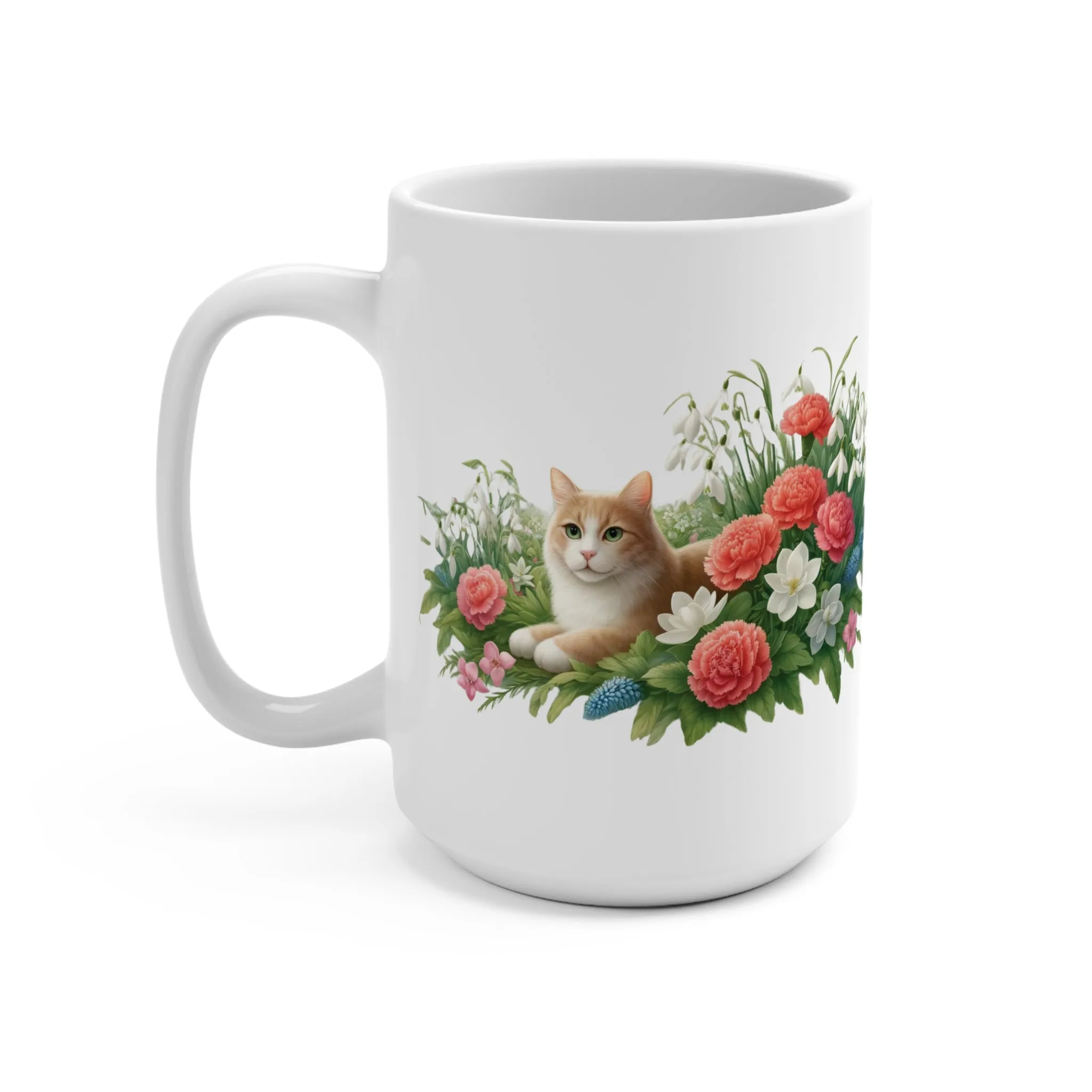 January Birth Flower - Cat Lover - Mug 15oz