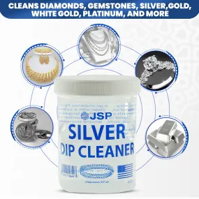 JSP Sterling Silver Dip Cleaner Tarnish Remover 925 Jewelry Cleaning Solution 8oz